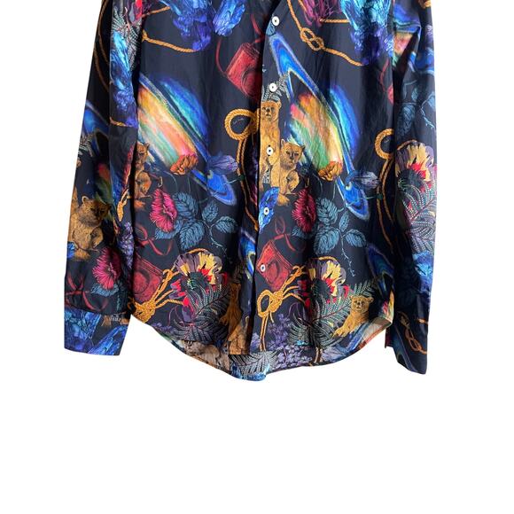 Paul Smith Explorer Print Shirt Lightweight Mens Medium - Picture 8 of 12